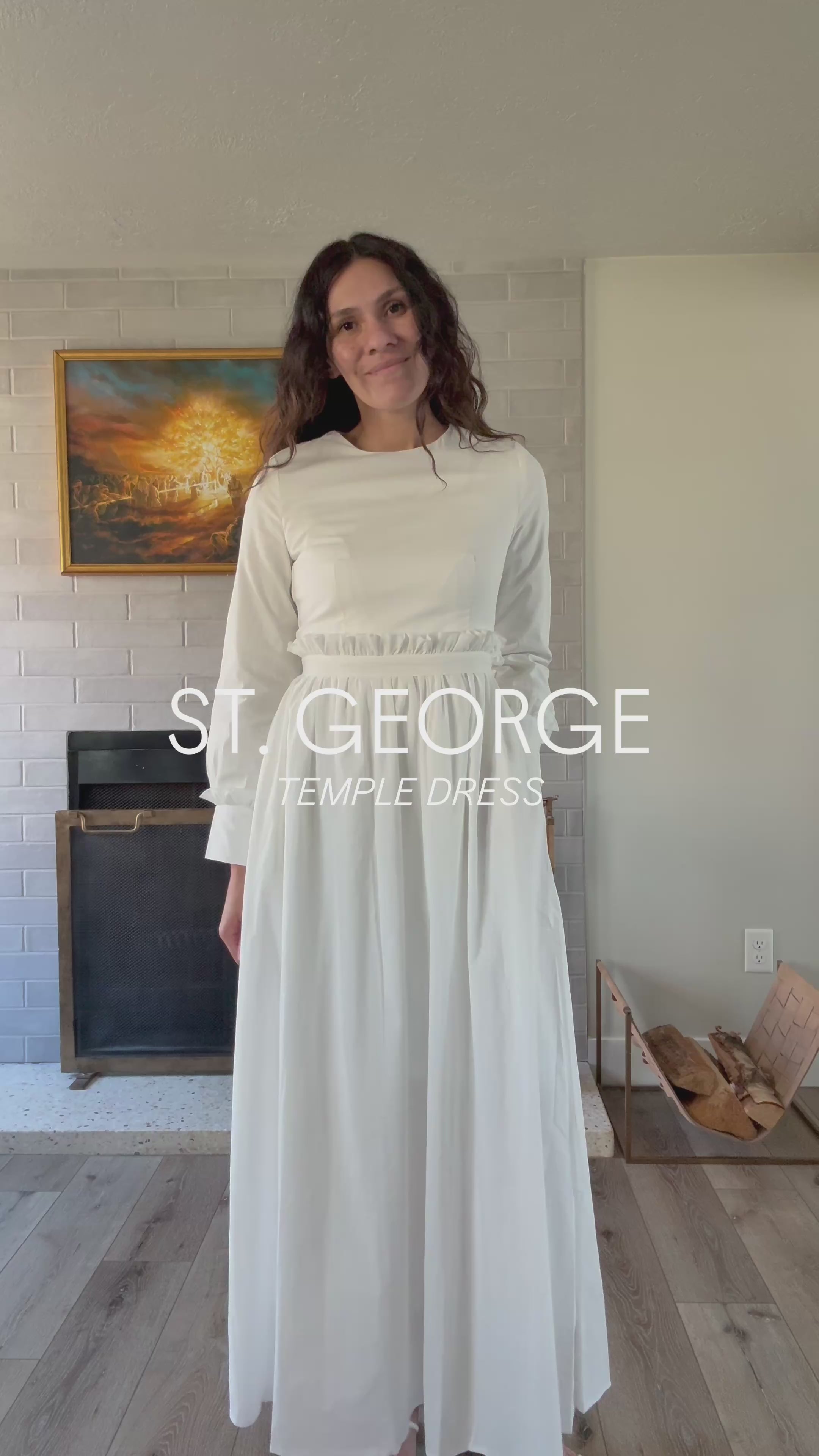 The St. George — Ruffle-Waist Cotton LDS Temple Dress