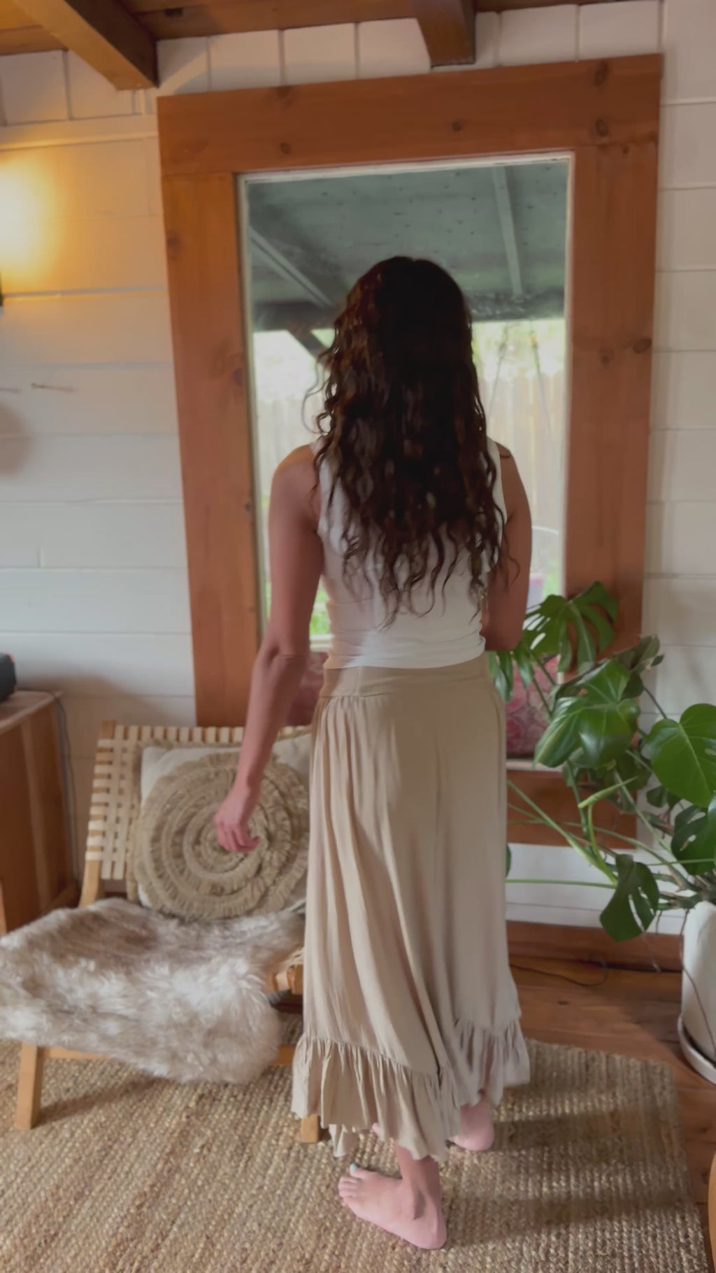 Ruffle Hem Bohemian Maxi Skirt