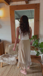 Ruffle Hem Bohemian Maxi Skirt