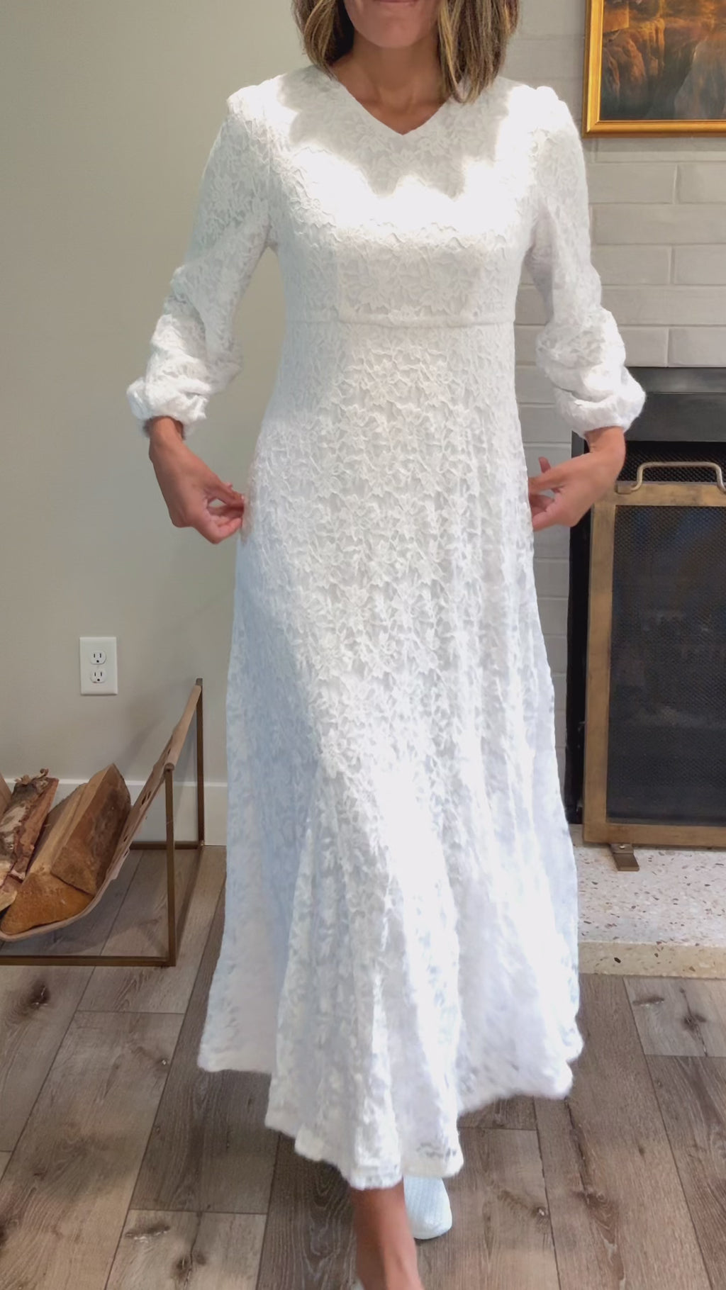 Draper Petite | Floral Lace LDS Temple Dress