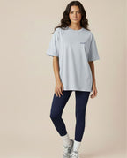 Shalom oversized Christian graphic tee for women with cream chest embroidery