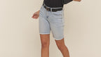 Frey light-wash denim modest bermuda shorts with a straight fit