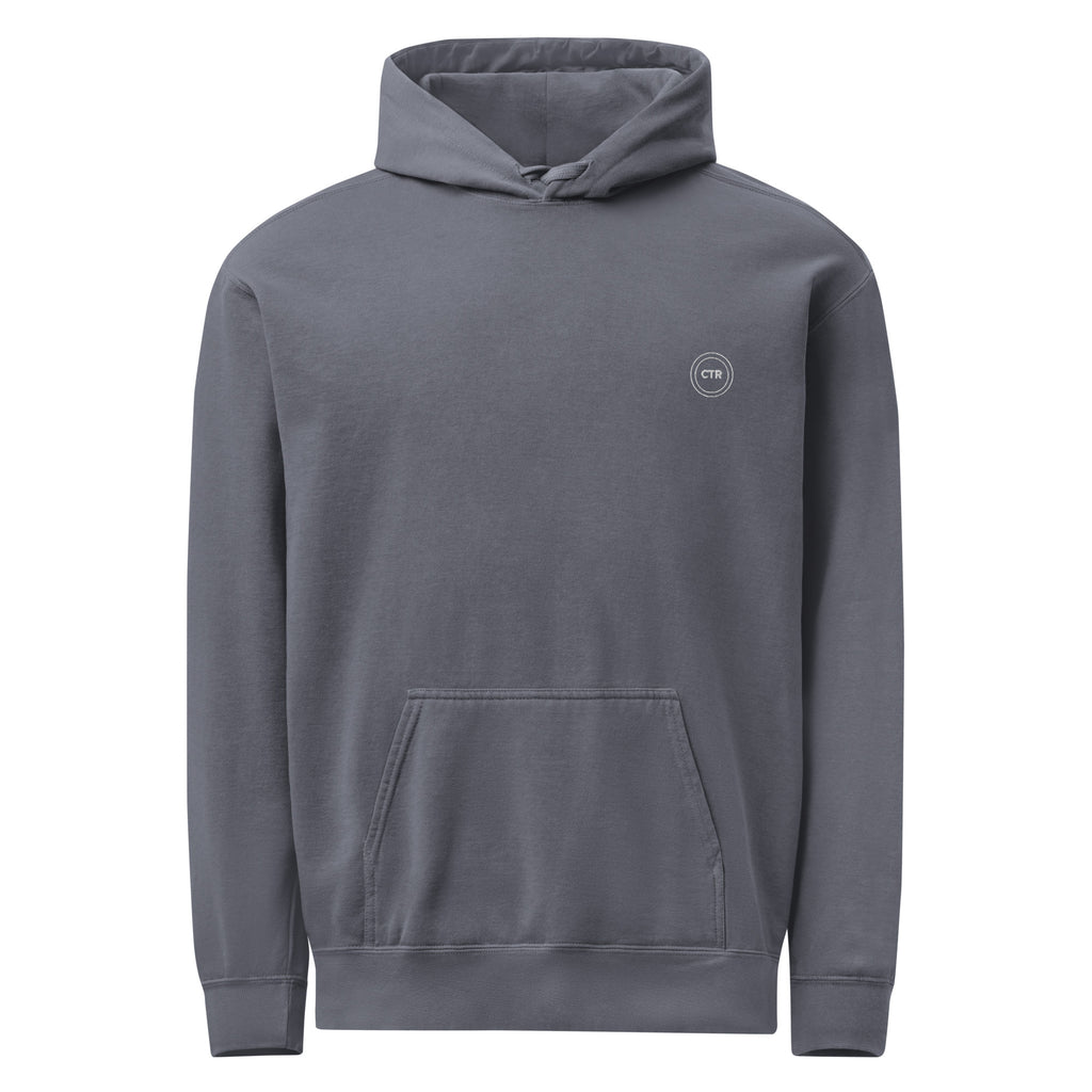 CTR vintage-wash slate Christian hoodie with a small CTR chest emblem