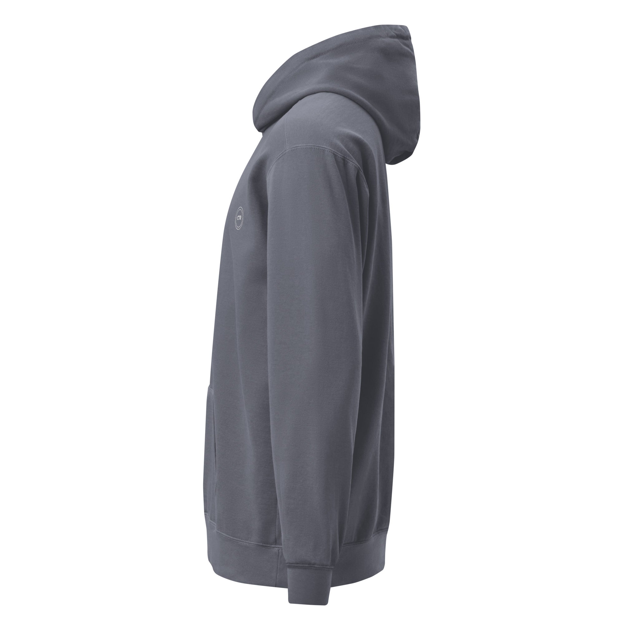 CTR vintage-wash slate Christian hoodie with a small CTR chest emblem