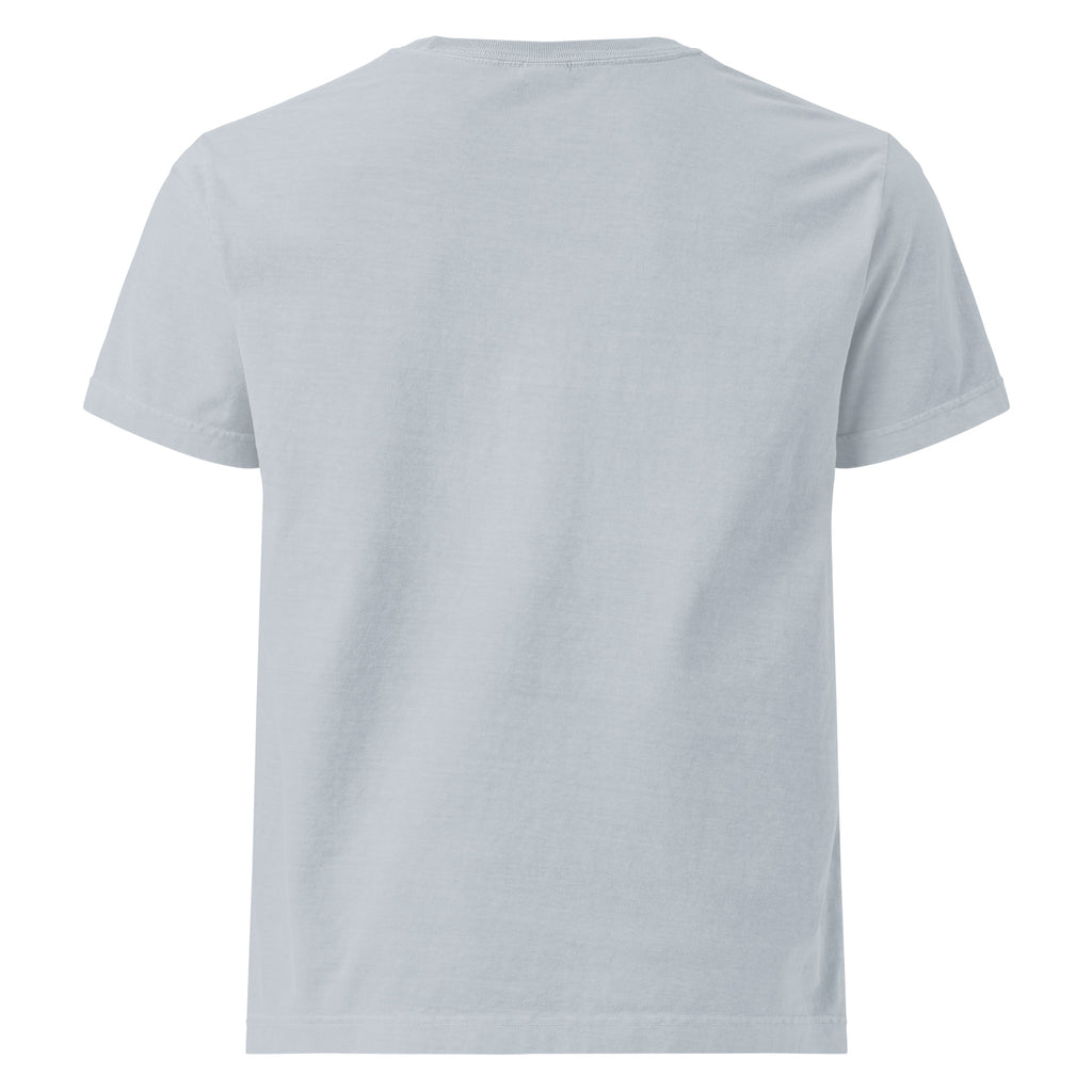 Shalom oversized Christian graphic tee for women with cream chest embroidery