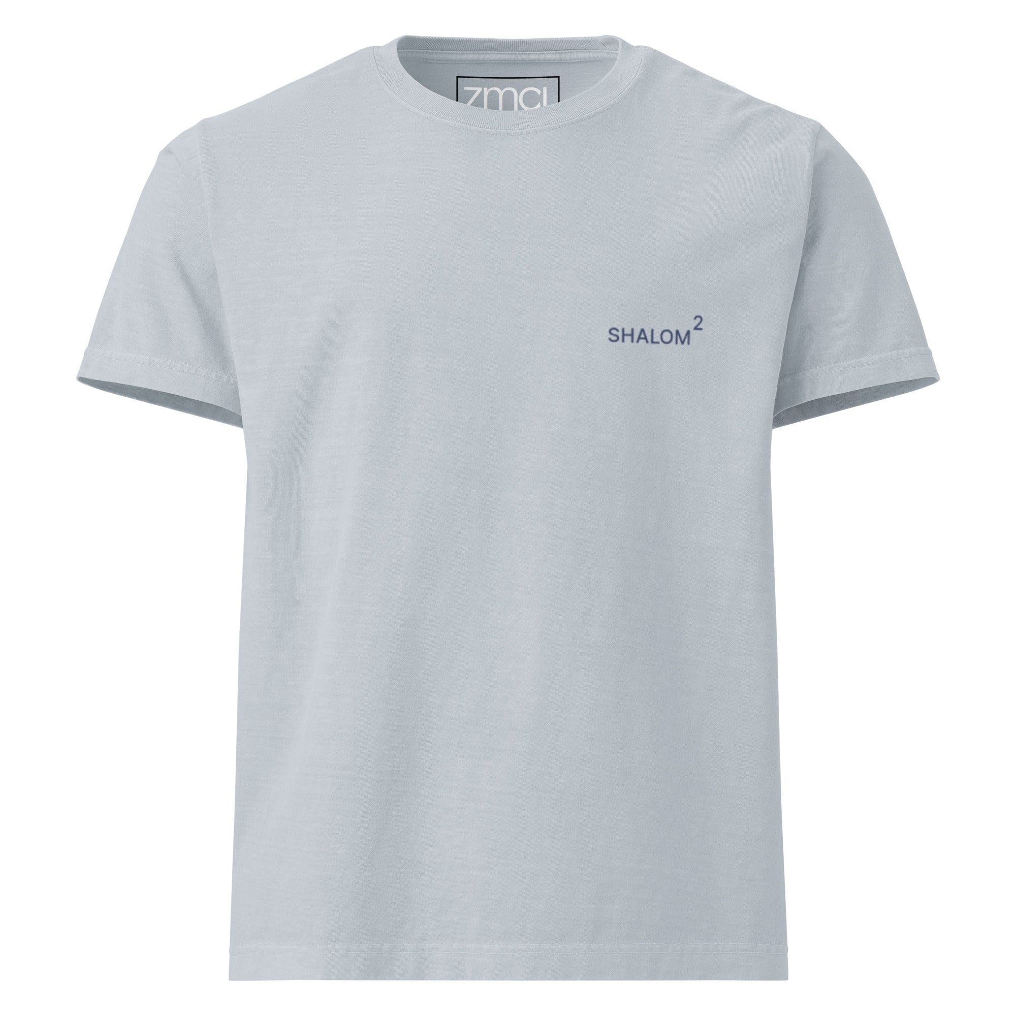Shalom oversized Christian graphic tee for women with cream chest embroidery