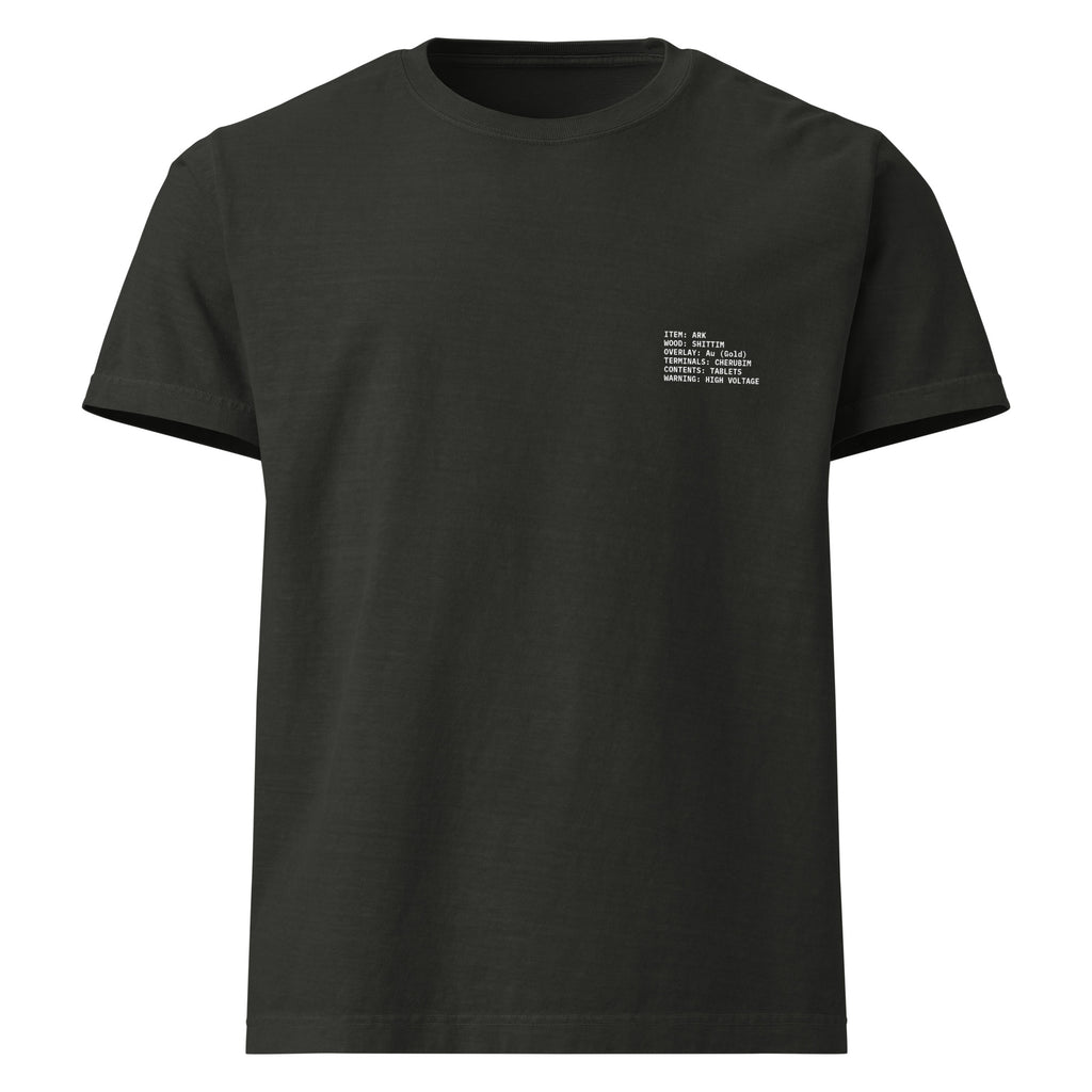The ARK heavyweight Christian graphic tee with a small Ark of the Covenant chest mark