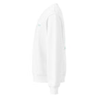 Palms white Christian sweatshirt for women with a sage Tree of Life back graphic