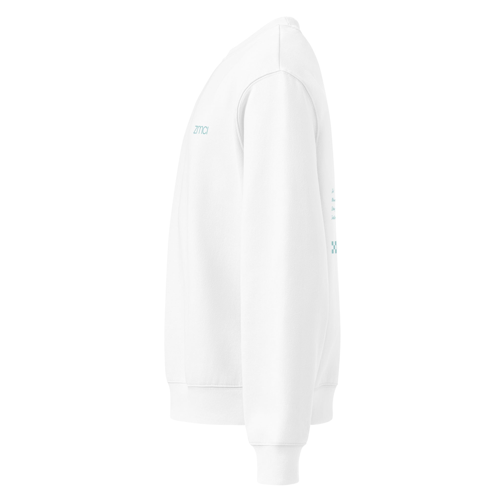 Palms white Christian sweatshirt for women with a sage Tree of Life back graphic
