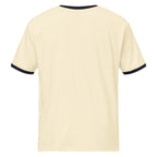 Child of God cream varsity ringer tee with black contrast binding