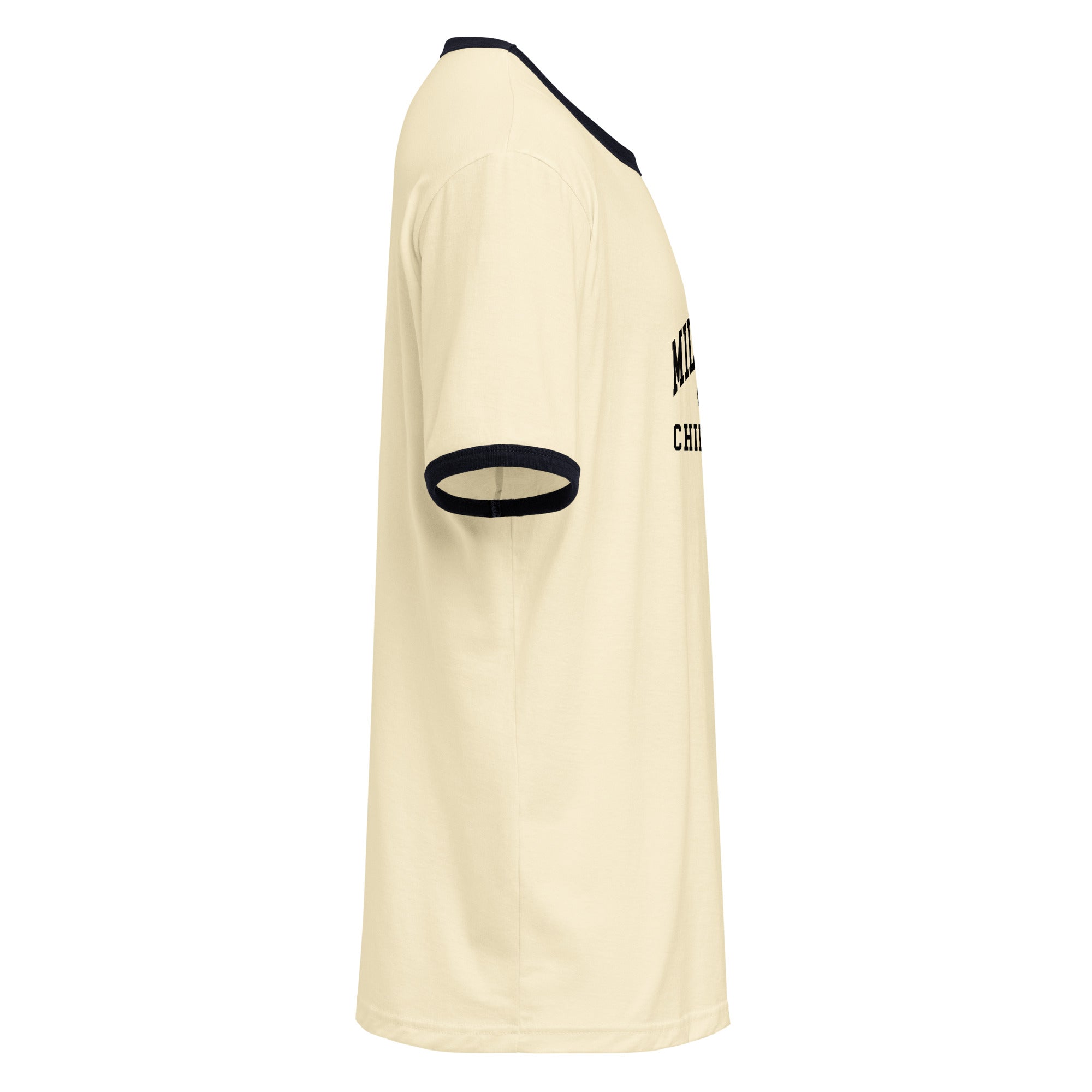 Child of God cream varsity ringer tee with black contrast binding