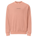 Curious Workmanship pigment-dyed heavyweight Christian crewneck with minimalist chest inscription